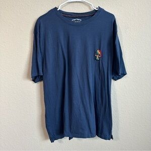 Vintage Originals T-Shirt Embroidered Psychedelic Mushroom Blue Short Sleeve Tee
